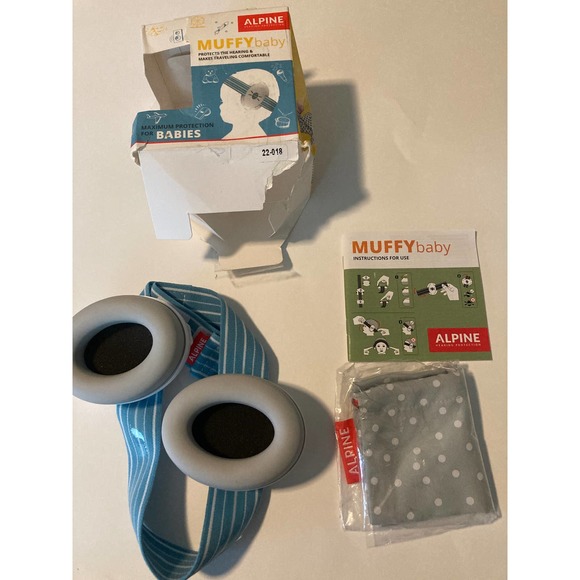 Muffy Baby Alpine - BLUE Hearing Protection Baby Traveling Ear Muffs with Bag - Picture 1 of 11